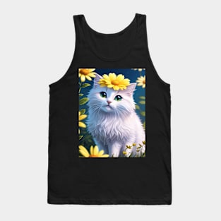 Cat with flowers Tank Top